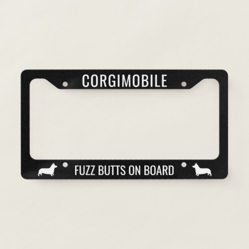 Corgimobile Fuzz Butts on Board Pembroke Corgis License Plate Frame