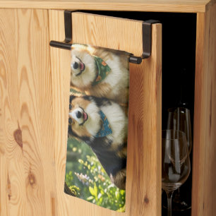Corgis and Bird Kitchen Towel