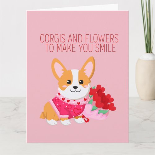 Corgis and Flowers Galentines Day Card