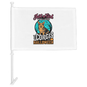 Corgis and Halloween Girl Vintage Engraving Shirt Car Flag