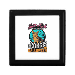 Corgis and Halloween Girl Vintage Engraving Shirt Gift Box