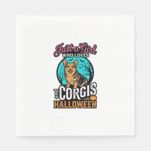 Corgis and Halloween Girl Vintage Engraving Shirt Napkins