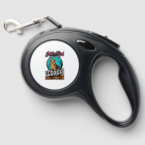 Corgis and Halloween Girl Vintage Engraving Shirt Retractable Pet Leash