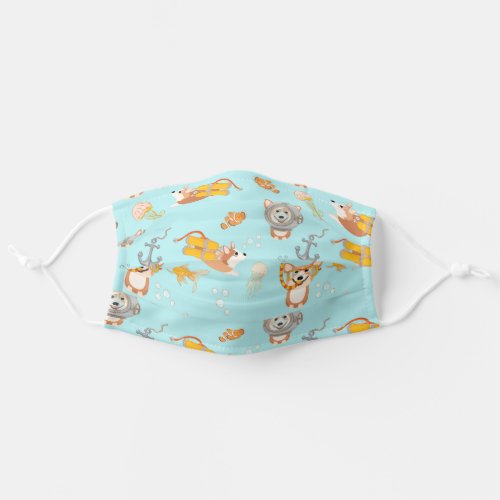 Corgis Are Diving In Ocean Pattern Adult Cloth Face Mask
