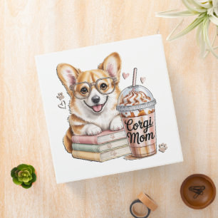 Corgis Books and Iced Coffee for Dog 3 Ring Binder