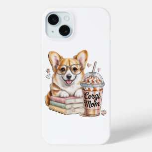 Corgis Books and Iced Coffee for Dog iPhone 15 Plus Case
