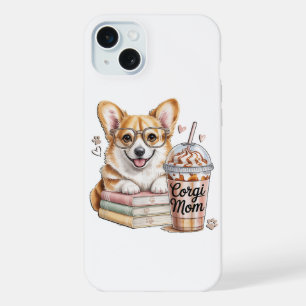 Corgis Books and Iced Coffee for Dog iPhone 15 Plus Case