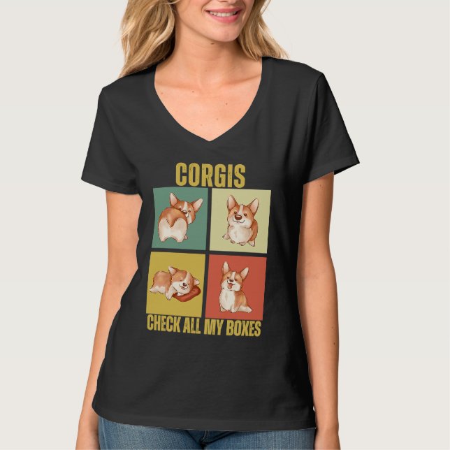 Corgis Check All My Boxes  Corgi T-Shirt (Front)