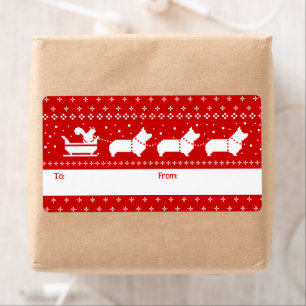 Corgis Christmas Sleigh Dogs Holiday To From Label