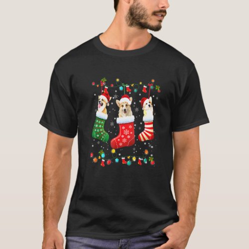 Corgis Christmas Socks Xmas Pajama Dog Pet T-Shirt