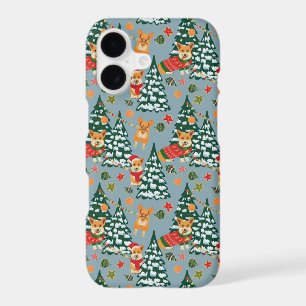 Corgis decorate the Christmas Tree in Forest iPhone 17 Case