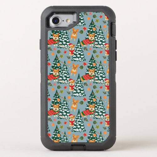 Corgis decorate the Christmas Tree in Forest OtterBox Defender iPhone SE87 Case