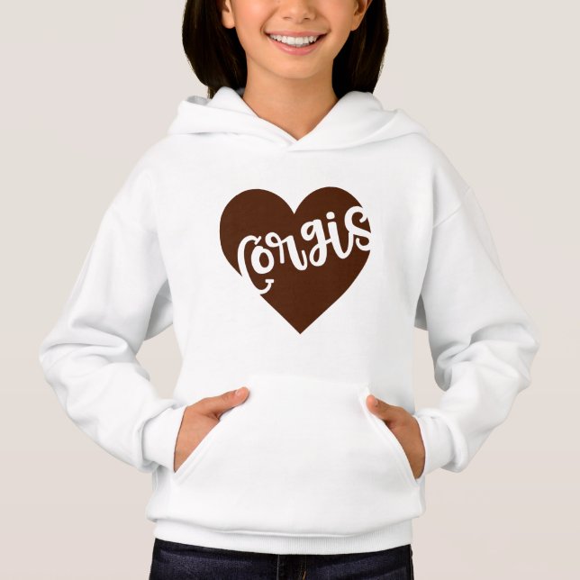 CORGIS - HEART WITH PAW TYPOGRAPHY HOODIE (Front)