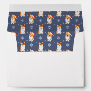 Corgis in Santa Hats and Snowflakes Pattern Envelope