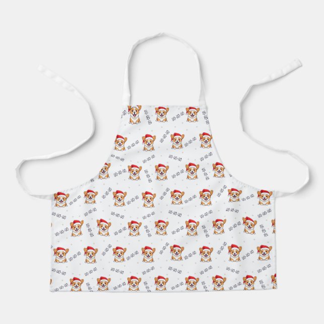 Corgis in Santa Hats Christmas Pattern Apron (Front)