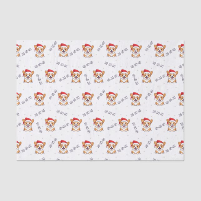 Corgis in Santa Hats Christmas Pattern Tissue Paper (Front)