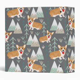 Corgis in the Mountains and Forest Pattern 3 Ring Binder