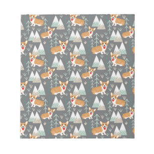 Corgis in the Mountains and Forest Pattern Notepad