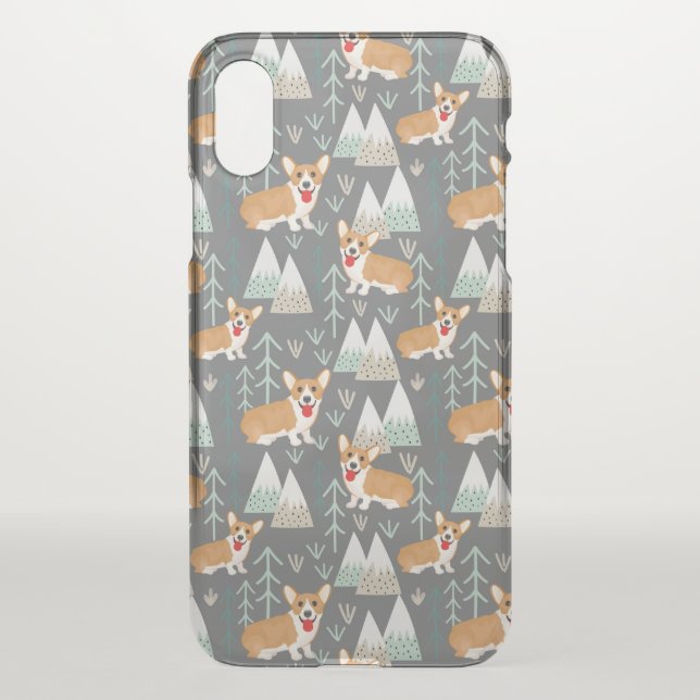Corgis in the Mountains and Forest Pattern Uncommon iPhone Case (Back)