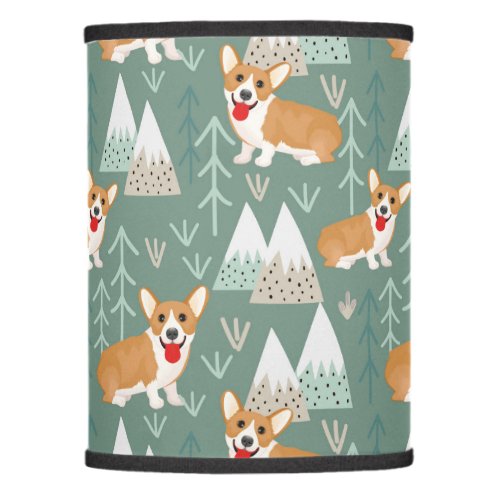 Corgis in the Mountains Forest Pattern Lamp Shade