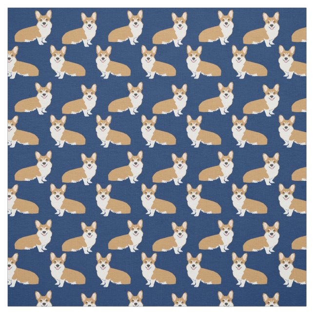 Corgis on Navy - cute dog pattern Fabric (Swatch)