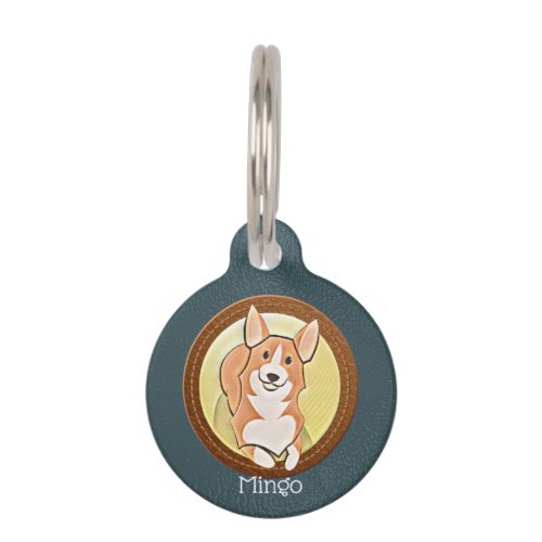 Corgis Personalized in Leather Effect Pet ID Tag