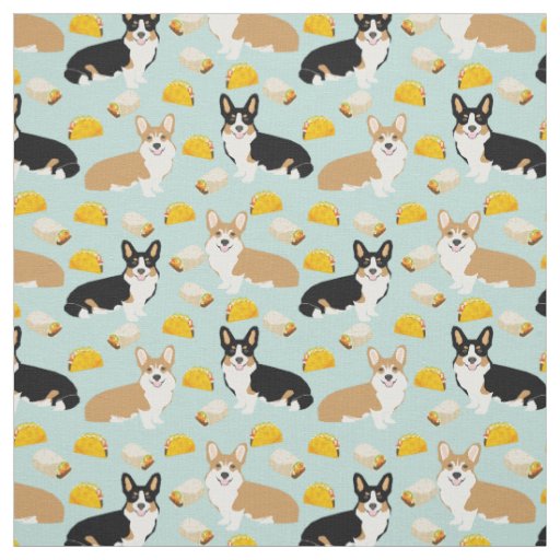 Corgis Tacos Fabric - cute corgi pattern