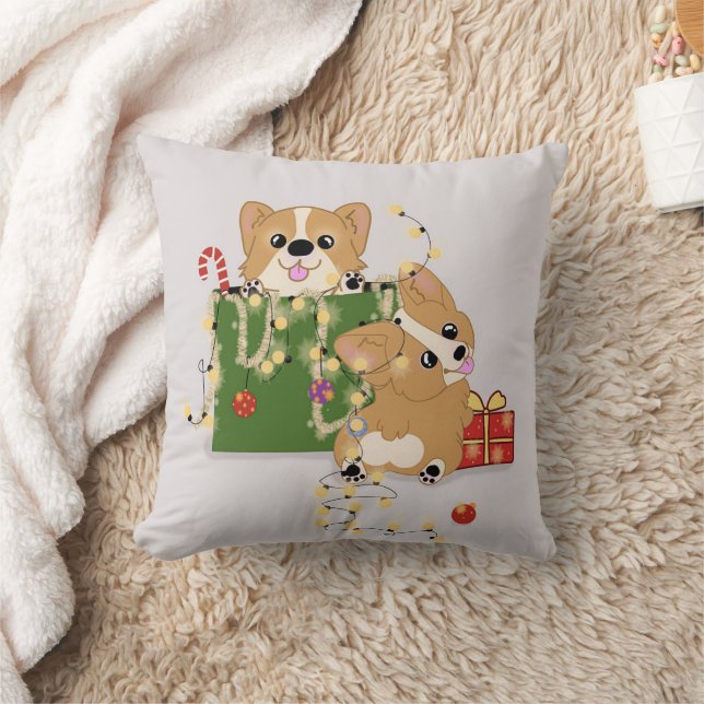 Corgis Throw Pillow (Blanket)