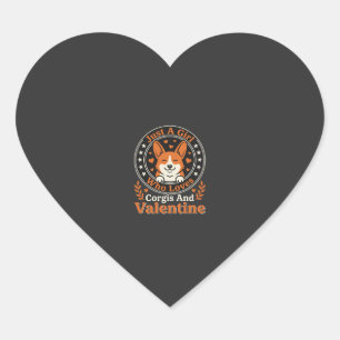 Corgis Valentine Design for Girls Who Love Corgis Heart Sticker