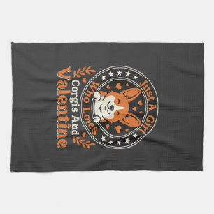 Corgis Valentine Design for Girls Who Love Corgis Kitchen Towel