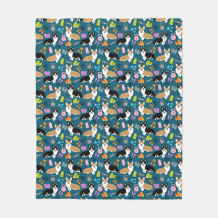 Corgis Workout - tri and red corgi design Fleece Blanket