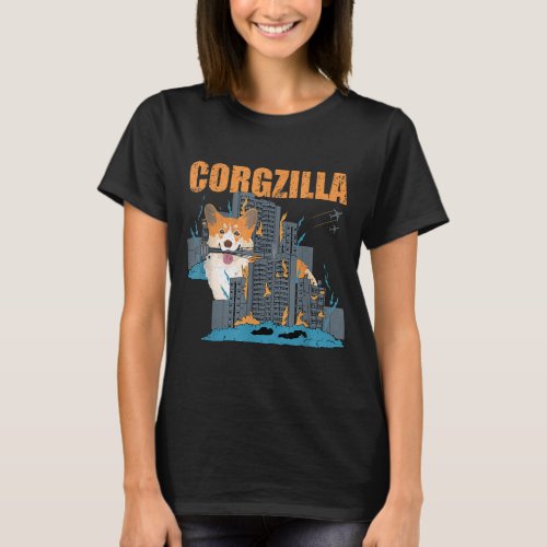 Corgzilla Funny Pembroke Welsh Corgi Pet Dog Lover T_Shirt