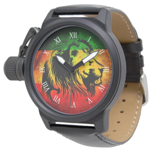 cori rasta reggae graffiti flag lion wrist watch