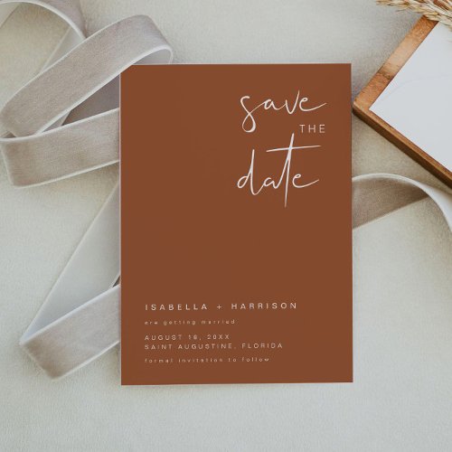 CORIANDER Bohemian Burnt Orange Save the Date Invitation