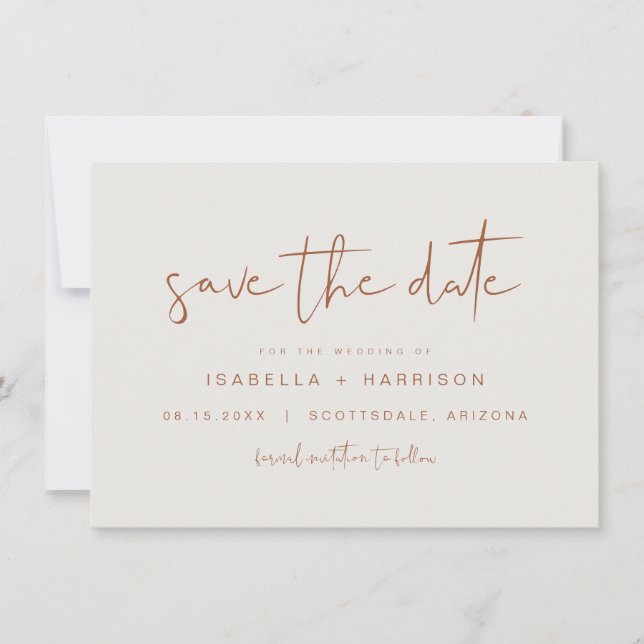 CORIANDER Bohemian Earthy Terracotta Save the Date Invitation (Front)