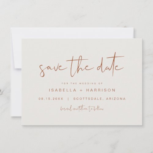 CORIANDER Bohemian Earthy Terracotta Save the Date Invitation