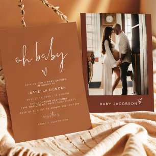 CORIANDER Bohemian Terracotta Oh Baby Baby Shower  Invitation