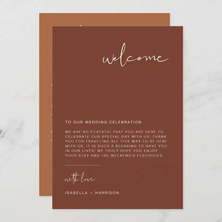 CORIANDER Bohemian Welcome Letter Timeline Card | Zazzle