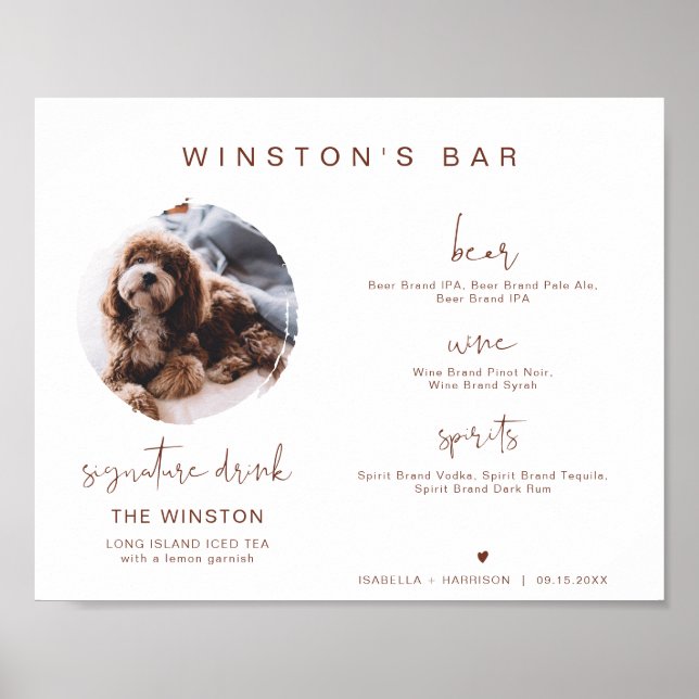 CORIANDER Boho 1 Photo Pet Signature Drink Bar  Poster (Front)