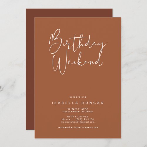 CORIANDER Boho Birthday Weekend Itinerary Invitati Invitation