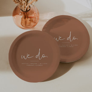 CORIANDER Boho Burnt Orange Rust Wedding Paper Plates
