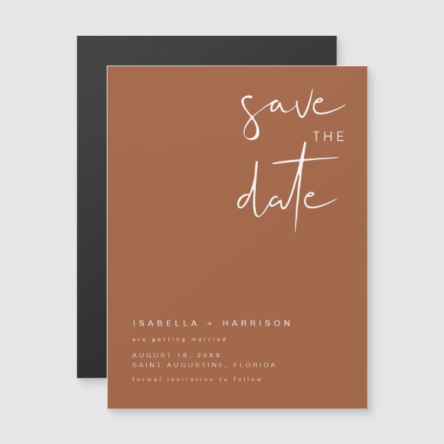 CORIANDER Boho Burnt Orange Save the Date Magnet (Front/Back)