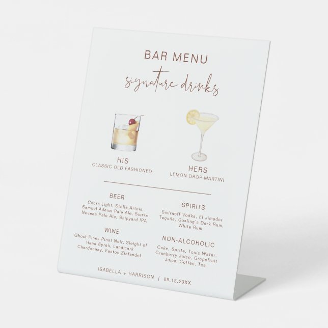 CORIANDER Boho Cocktail Signature Drink Bar Menu  Pedestal Sign (Front)