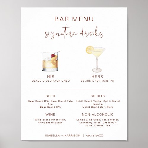 CORIANDER Boho Cocktail Signature Drink Bar Menu  Poster