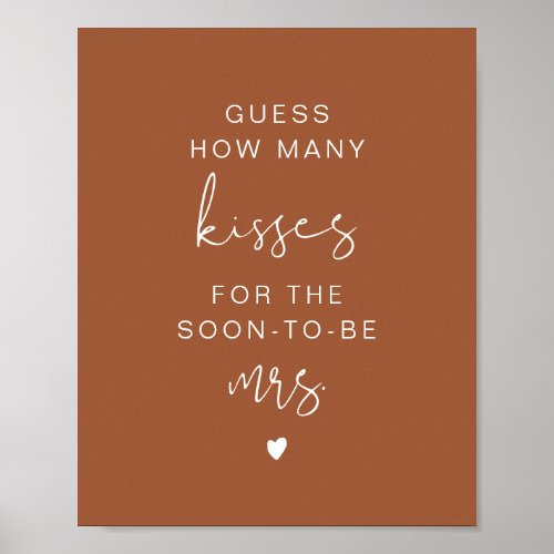 CORIANDER Boho Guess How Many Kisses Bridal Sign