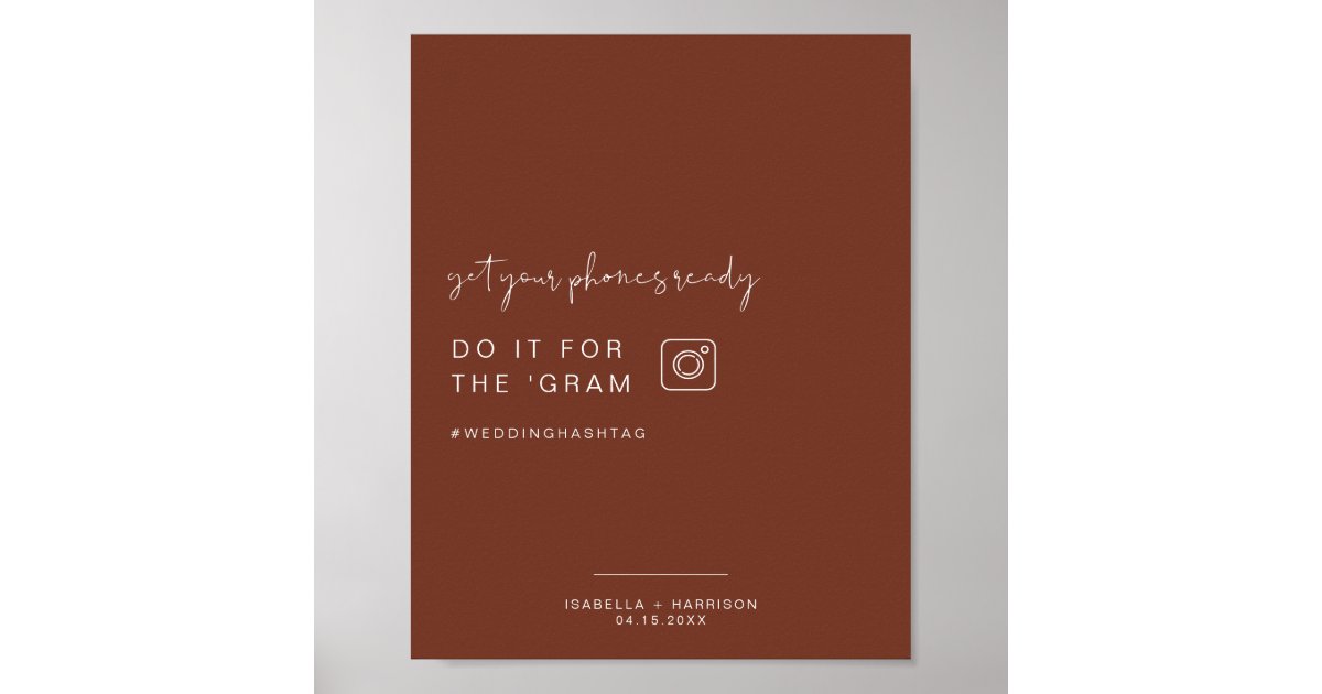 CORIANDER Boho Instagram Hashtag Wedding Sign Zazzle