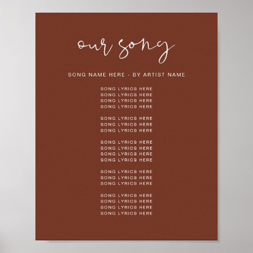 CORIANDER Boho Rust Wedding Song Lyrics Poster