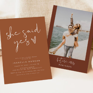 CORIANDER Boho She Said Yes Modern Bridal Shower Invitation