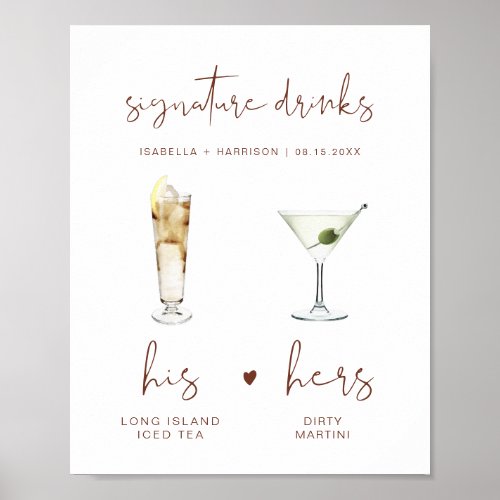 CORIANDER Boho Signature Drink Wedding Bar Poster