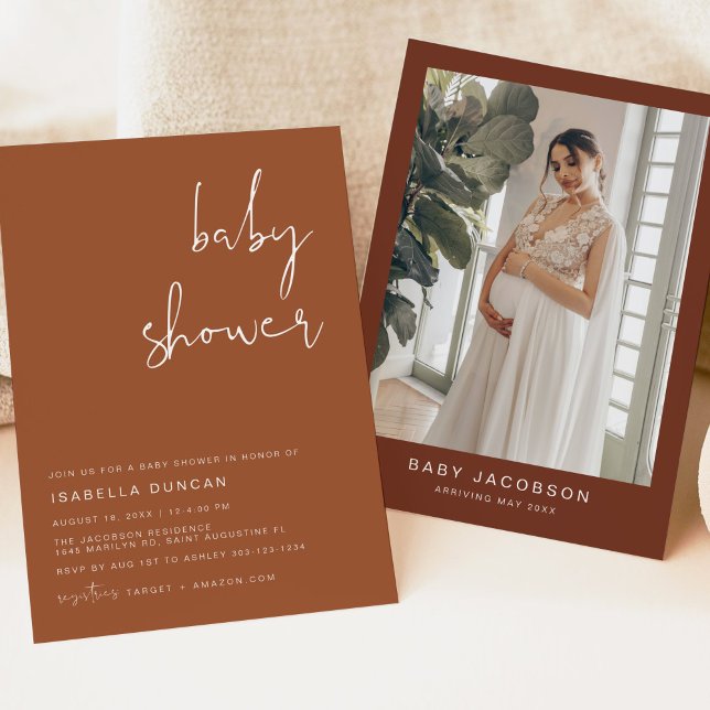 CORIANDER Boho Terracotta and Rust Baby Shower  Invitation (Creator Uploaded)